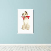 Portret van Dog met Leash Canvas Afdruk (Insitu (Houten vloer))