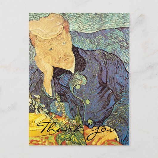 Portret van dokter Gachet door Van Gogh, Dank je w Briefkaart (Voorkant)