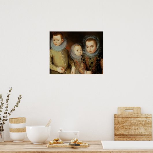 Portret van drie kinderen van een leerling poster (Keuken)