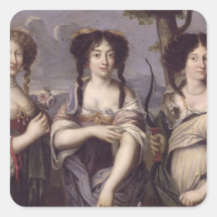 Portret van drie nichtjes kardinaal vierkante sticker