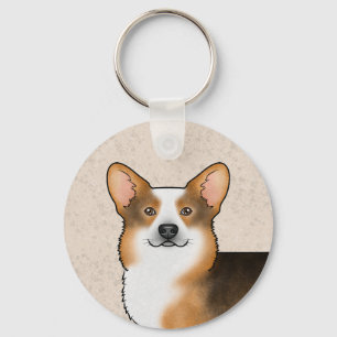 Portret van driekleurige Pembroke Welsh Corgi met Sleutelhanger