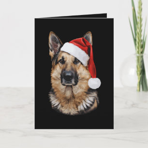 Portret van Duitse herder met kerstmannenhoed Kers Kaart