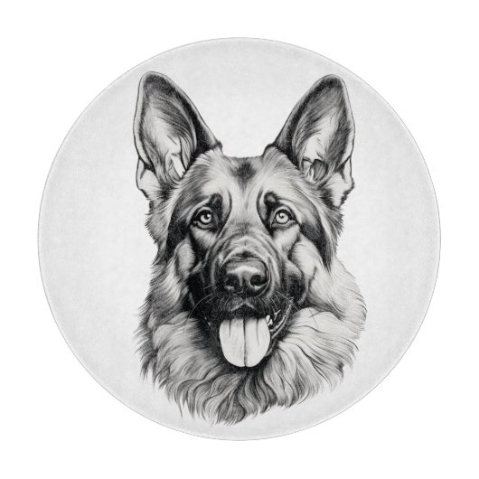 Portret van Duitse Herdershond Ronde Snijplank (Voorkant)