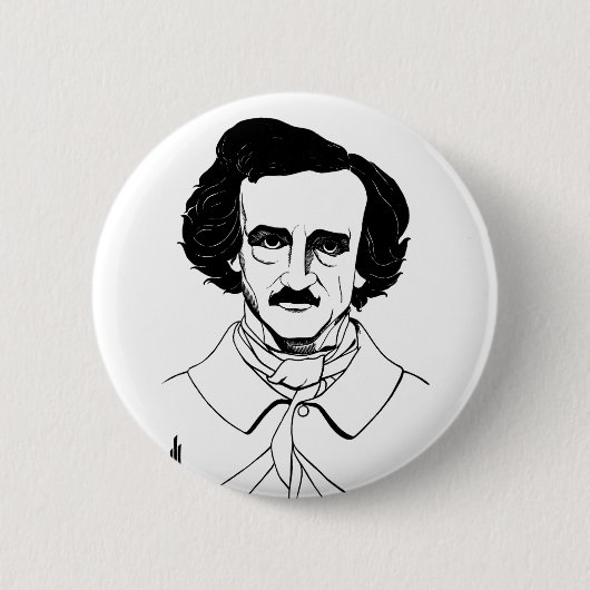 Portret van Edgar Allan Poe Ronde Button 5,7 Cm (Voorkant)