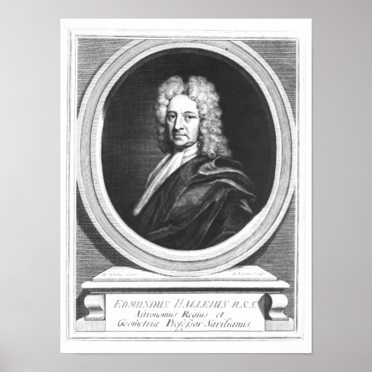 Portret van Edmond Halley Poster (Voorkant)