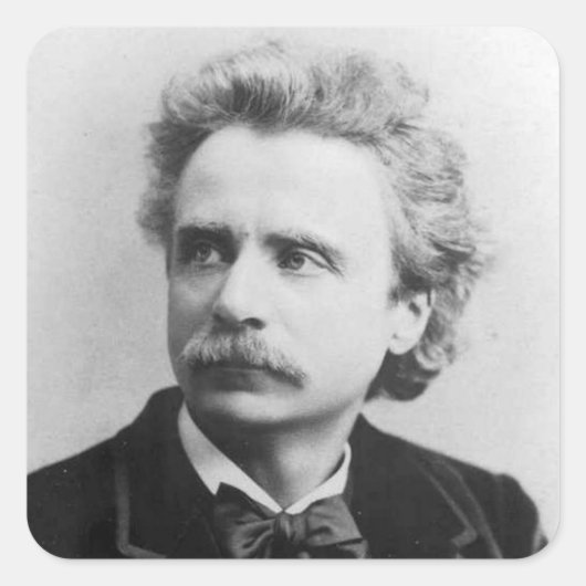 Portret van Edvard Grieg Vierkante Sticker (Voorkant)