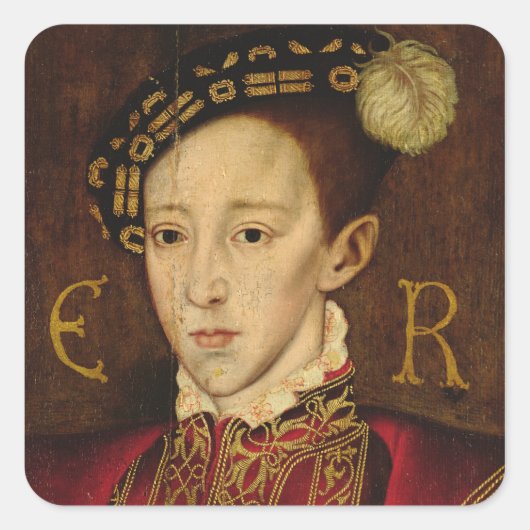 Portret van Edward VI Vierkante Sticker (Voorkant)