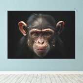 Portret van een aap - chimpansee close-up realisme canvas afdruk (Insitu (Houten vloer))