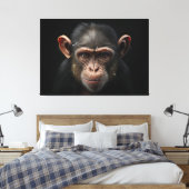 Portret van een aap - chimpansee close-up realisme canvas afdruk (Insitu (Slaapkamer))