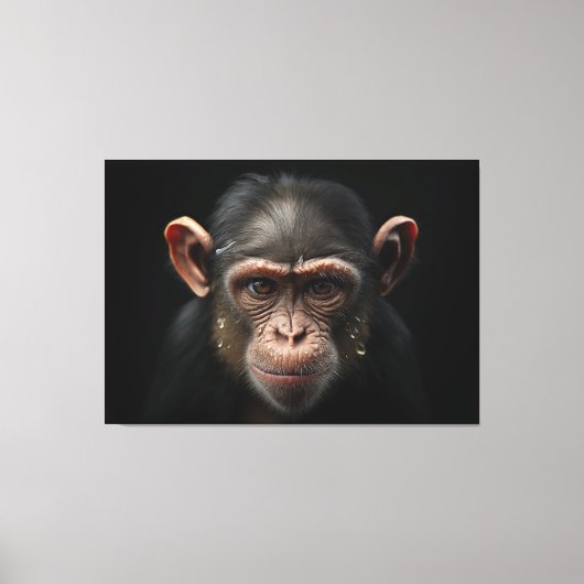 Portret van een aap - chimpansee close-up realisme canvas afdruk (Voorkant)
