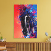 portret van een abstract paard canvas afdruk (Insitu (Woonkamer))