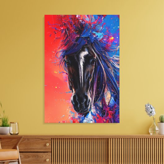 portret van een abstract paard canvas afdruk (Insitu (Woonkamer))