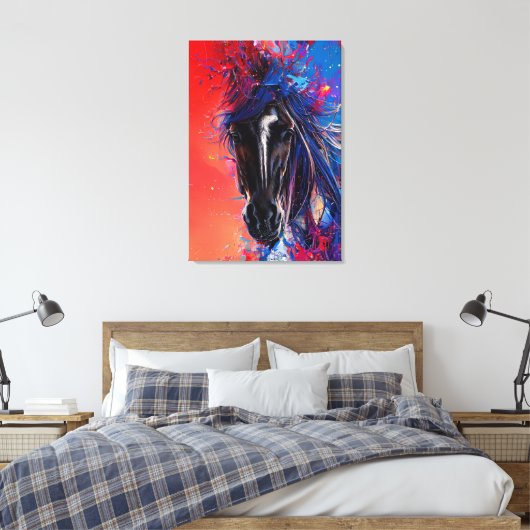 portret van een abstract paard canvas afdruk (Insitu (Slaapkamer))