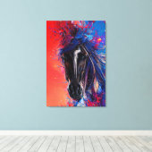 portret van een abstract paard canvas afdruk (Insitu (Houten vloer))