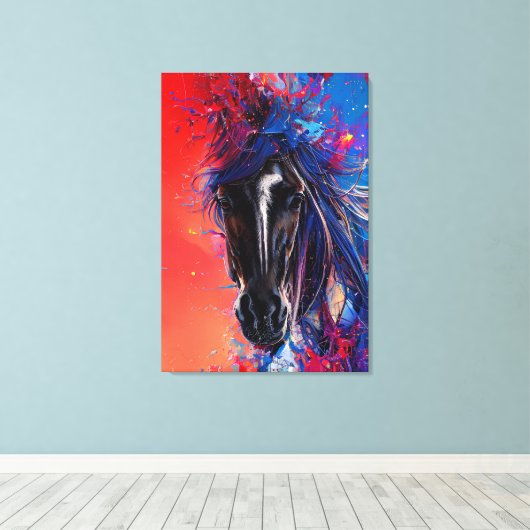 portret van een abstract paard canvas afdruk (Insitu (Houten vloer))