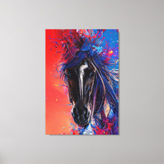 portret van een abstract paard canvas afdruk