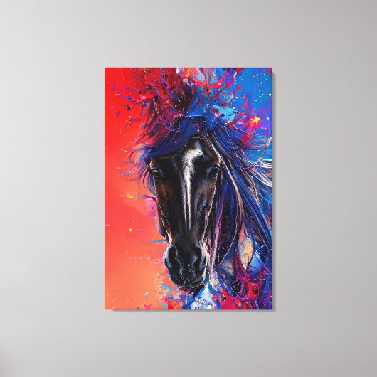 portret van een abstract paard canvas afdruk (Voorkant)