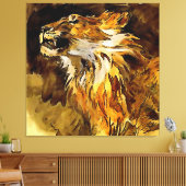 Portret van een Acrylverf van leder Canvas Afdruk (Insitu (Woonkamer))