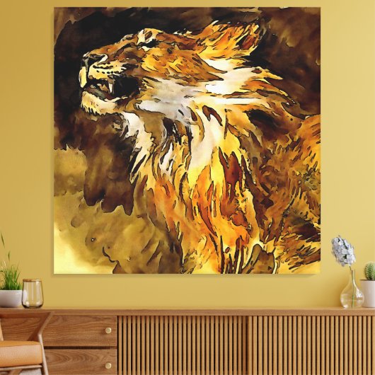 Portret van een Acrylverf van leder Canvas Afdruk (Insitu (Woonkamer))