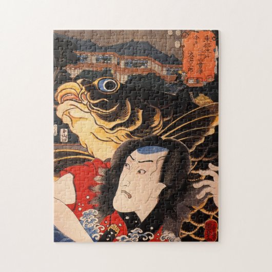 Portret van een acteur met een vis legpuzzel (Verticaal)