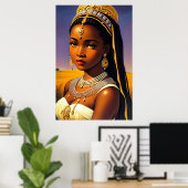 Portret van een Afrikaanse prinses | AI Art Poster (Thuiskantoor)