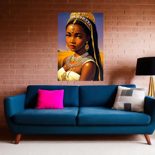 Portret van een Afrikaanse prinses AI Art Poster
