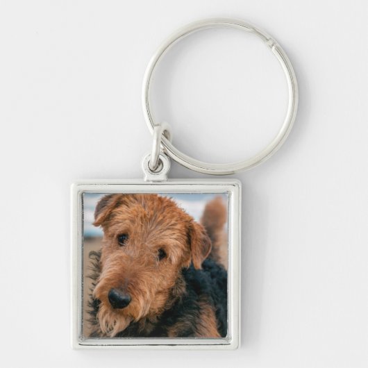 Portret van een Airedale Terrier Sleutelhanger (Voorkant)