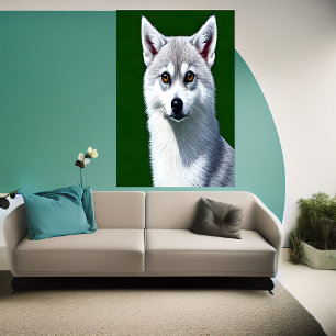 Portret van een Alaskan Klee Kai   AI Art Poster