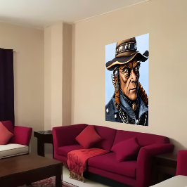 Portret van een Alien Cowboy met een pet | AI Art. Poster