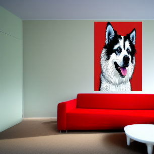 Portret van een Amerikaanse Eskimo Dog   AI Art Po Poster