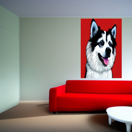 Portret van een Amerikaanse Eskimo Dog | AI Art Po Poster