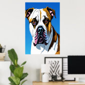 Portret van een Amerikaanse hond | AI Art Poster (Thuiskantoor)