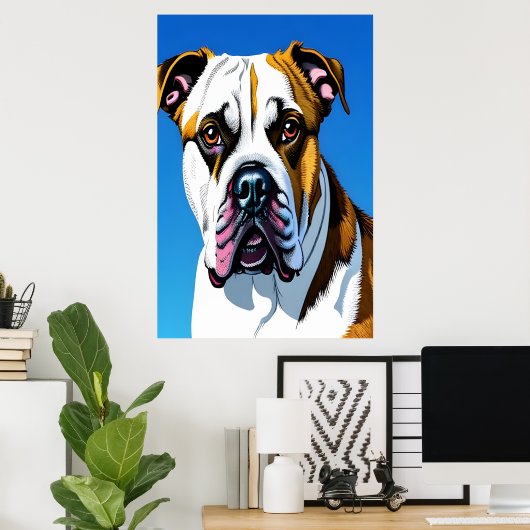 Portret van een Amerikaanse hond | AI Art Poster (Thuiskantoor)