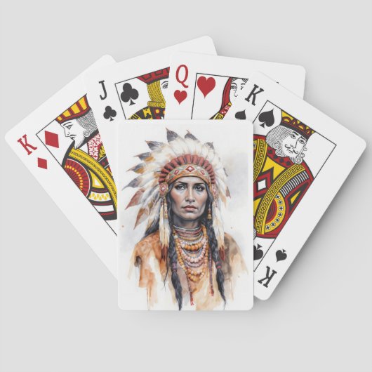 Portret van een Amerikaanse vrouw waterverf Pai Pokerkaarten (Achterkant)