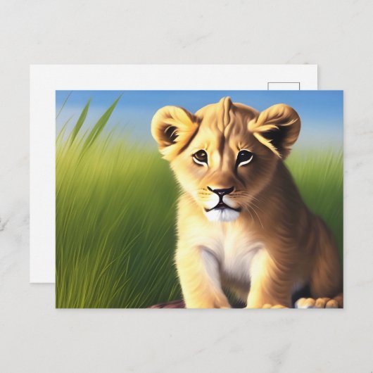 Portret van een baby leeuwen dier briefkaart (Voorkant / Achterkant)