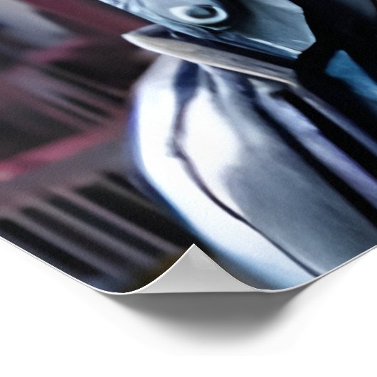 Portret van een blauwe buitenaardse met een zonneb poster (Hoek)