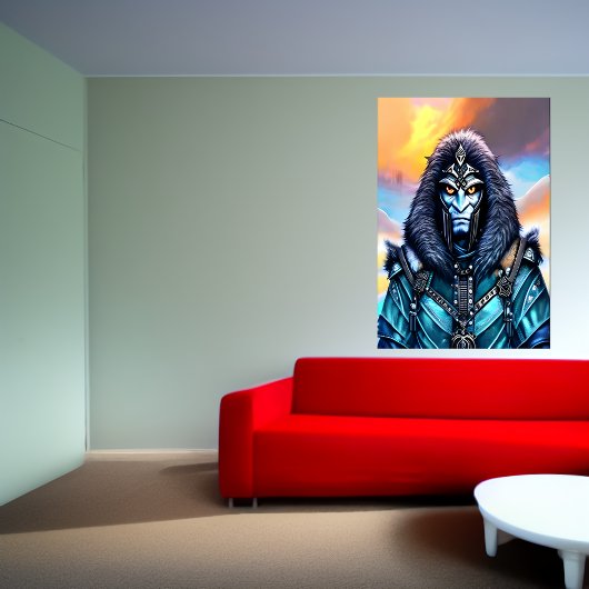 Portret van een blauwe buitenaardse met gele ogen  poster