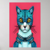 Portret van een blauwe kat | AI Art Poster (Voorkant)
