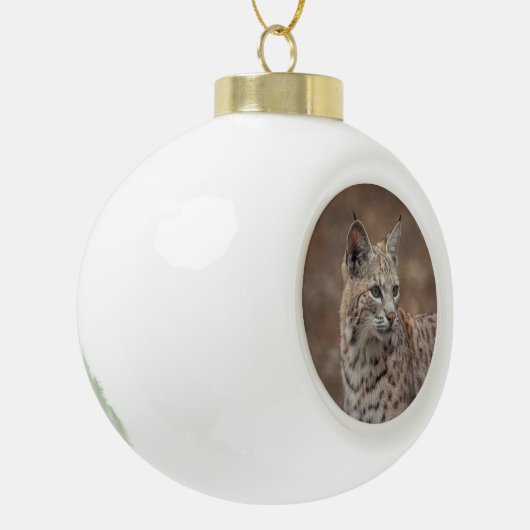 Portret van een Bobcat Keramische Bal Ornament (Links)