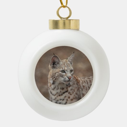Portret van een Bobcat Keramische Bal Ornament (Voorkant)