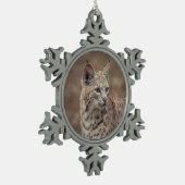 Portret van een Bobcat Tin Sneeuwvlok Ornament (Links)