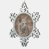 Portret van een Bobcat Tin Sneeuwvlok Ornament (Rechts)