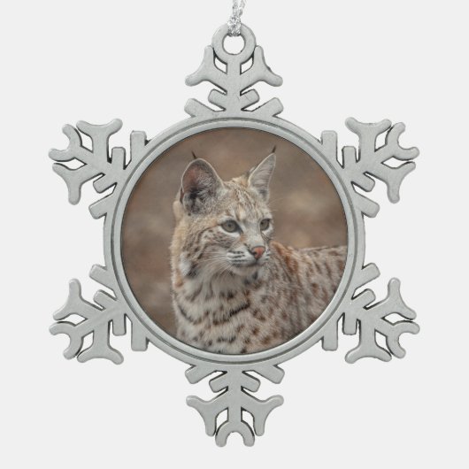 Portret van een Bobcat Tin Sneeuwvlok Ornament (Voorkant)