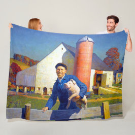 Portret van een Boer Boerderij Leven NC Wyeth 1943 Fleece Deken