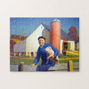 Portret van een boer NC Wyeth 1943 Americana Kunst Legpuzzel