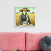 Portret van een boerenvrouw door Vincent van Gogh Canvas Afdruk (Insitu (Woonkamer))