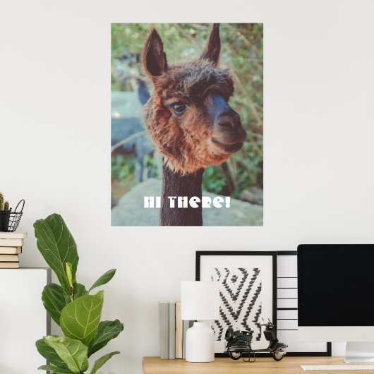 Portret van een bruine alpaca poster (Thuiskantoor)
