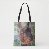 Portret van een bruine alpaca tote bag (Voorkant)