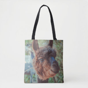 Portret van een bruine alpaca tote bag