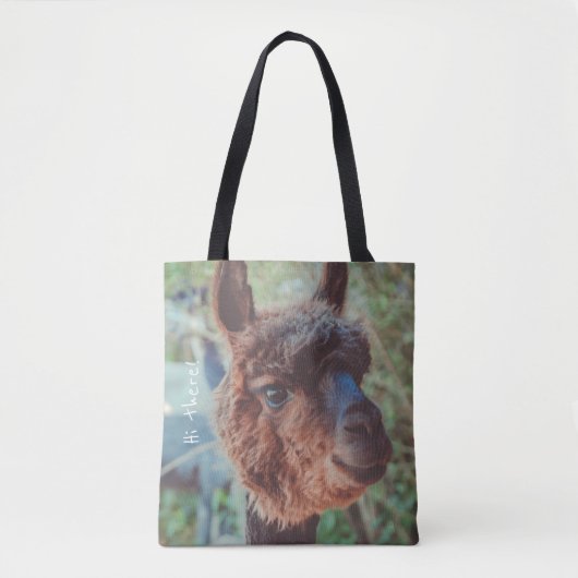 Portret van een bruine alpaca tote bag (Voorkant)
